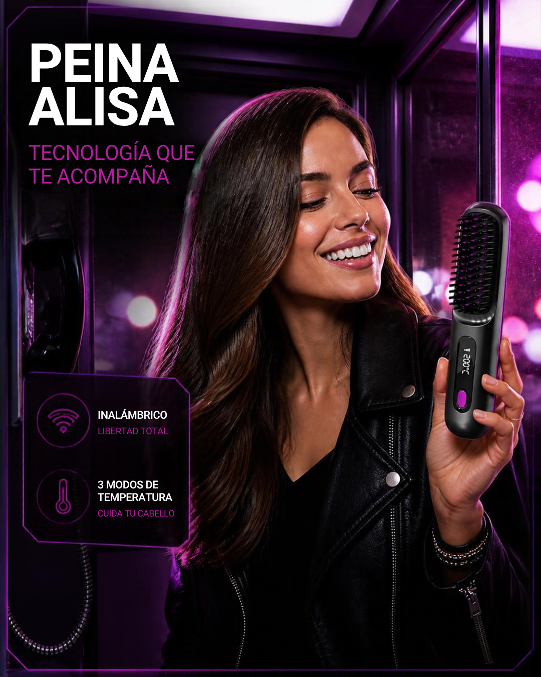 Peine Alisador Inalámbrico 2 en 1